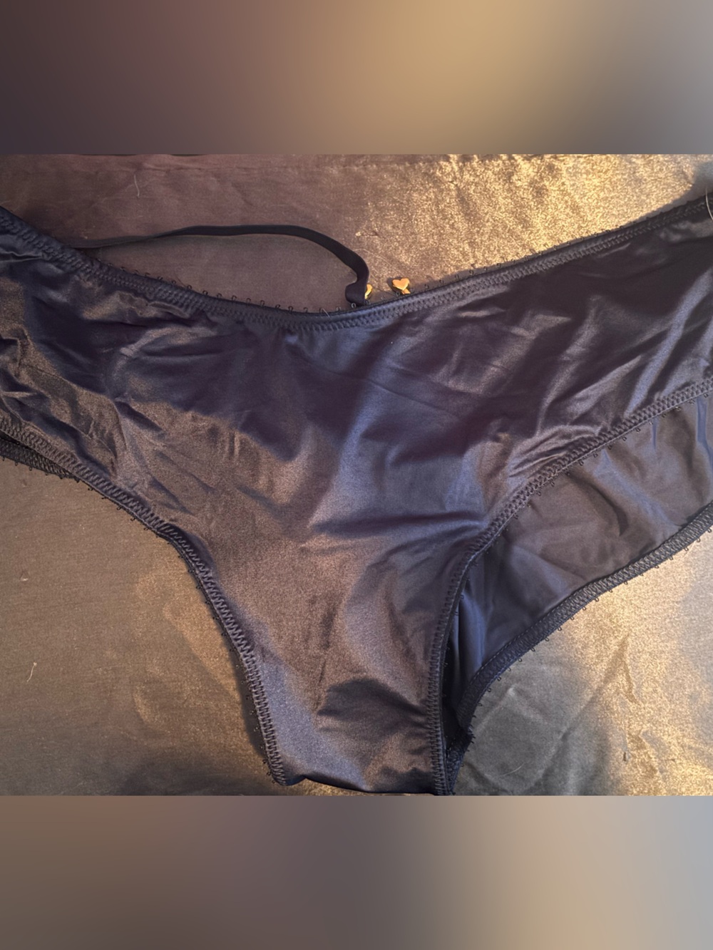 Victoria's Secret Blue Satin Cheeky Panty with Horseshoe Charm
